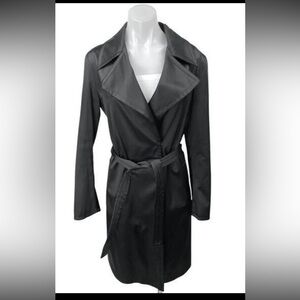 Zara cotton blend trench coat black with belt belted